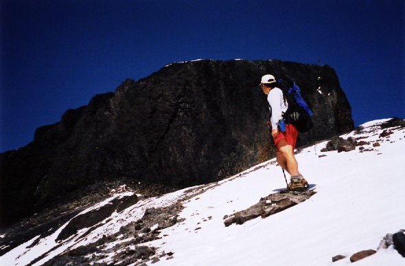 Looking up the slope.