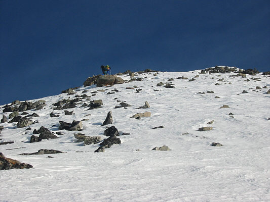 Sliding back down this slope would be no picnic either.