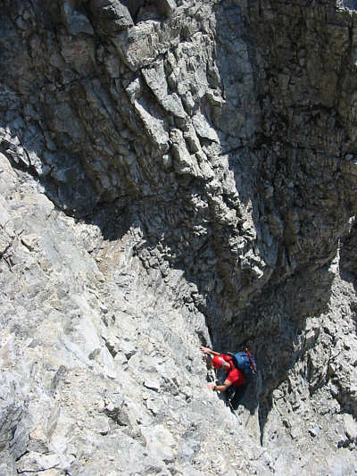 This is a good warm-up for the crux although the rocks are much looser here.