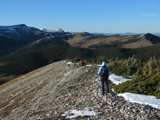 The wind really picked up here when we were descending this ridge.