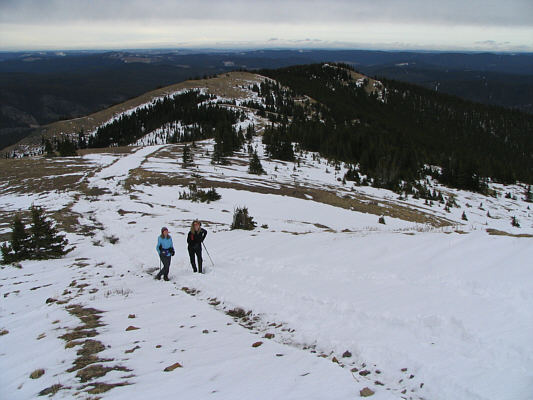 The road actually zig-zags here, but the ATV track goes straight up.