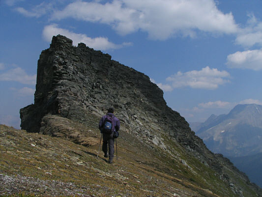 Down-climbing from the third summit requires some route-finding. The rest is easy.