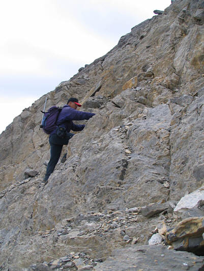 Pretty decent scrambling, but there are some loose rocks here.