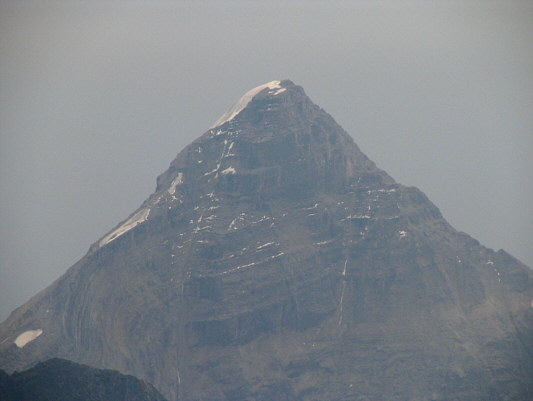 Not a great photo, but Mount Carnarvon's near-perfect symmetry from this angle is still evident.