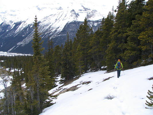 The snow patches actually help on descent.