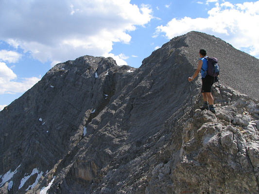 The false summit on the right sports no less than 3 survey markers.