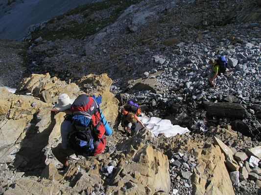 Not exactly easy with a full backpack but infinitely more enjoyable than the thrash around Hidden Lake.