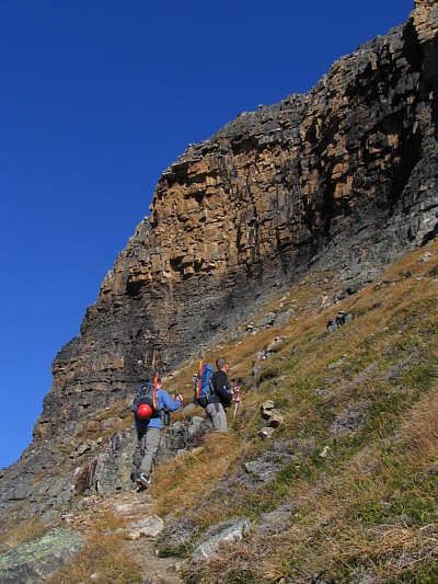 We bypassed these cliffs on our way down.