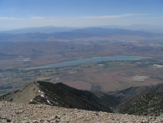 Ibapah Peak (3688 metres) is also visible at left on the horizon.