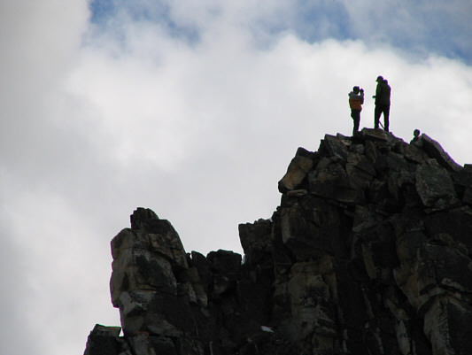 There's a great place to sit out of the wind just behind the summit.