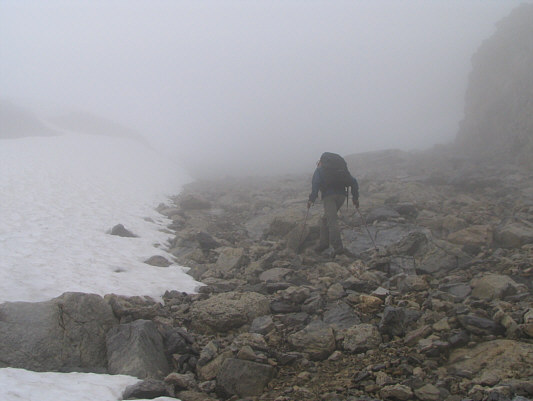 We plunge-stepped down the snow on our return.