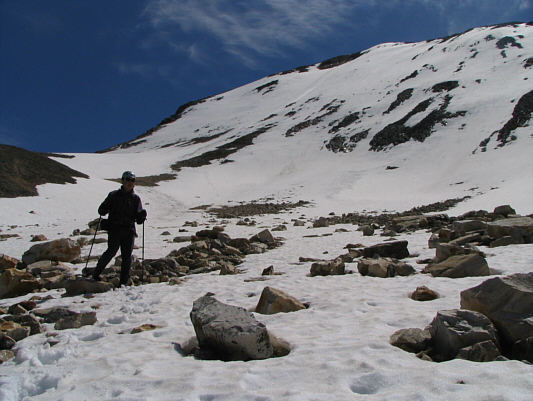 If you look closely, you can see my glissade tracks.