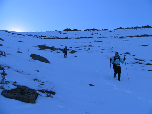 The crusty snow wasn't exactly pleasant to descend.