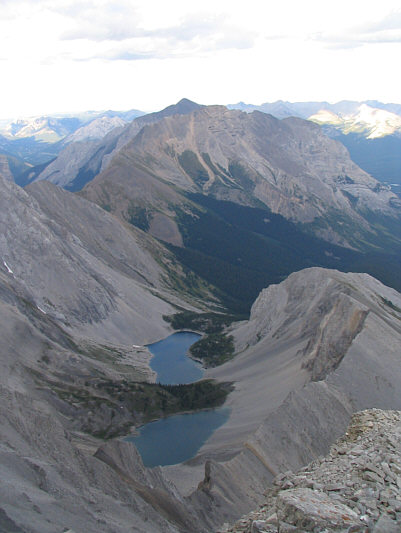 The two peaks of Mount Kidd almost appear as one.