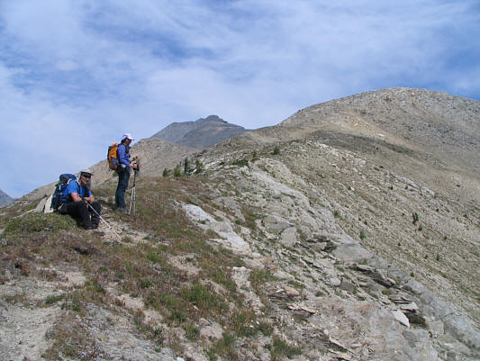 I saw some flagging on a tree a short distance below here--likely where the normal ascent route comes up.