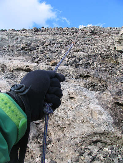 I did not use the cord to climb up the crux.
