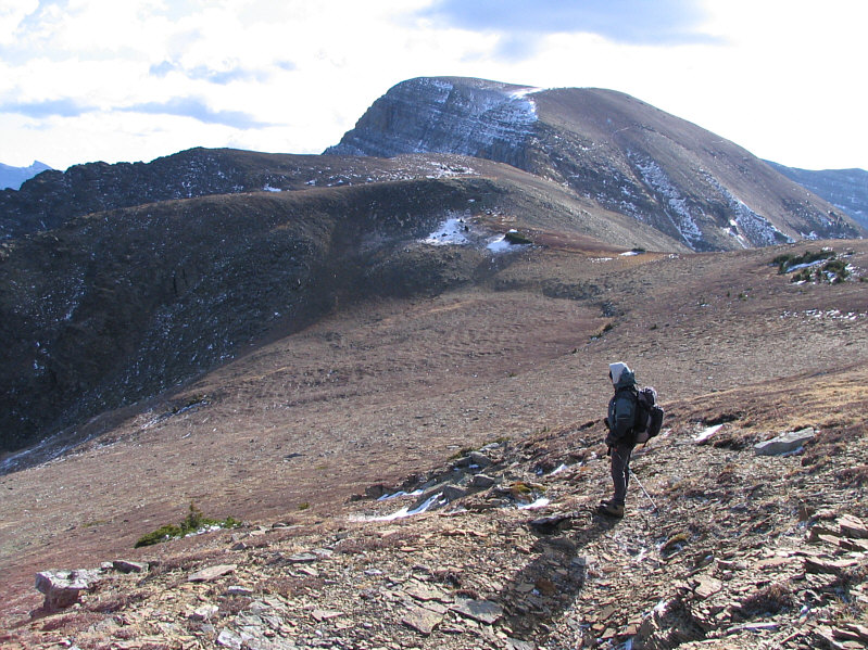 We got clobbered by the wind while traversing this ridge.