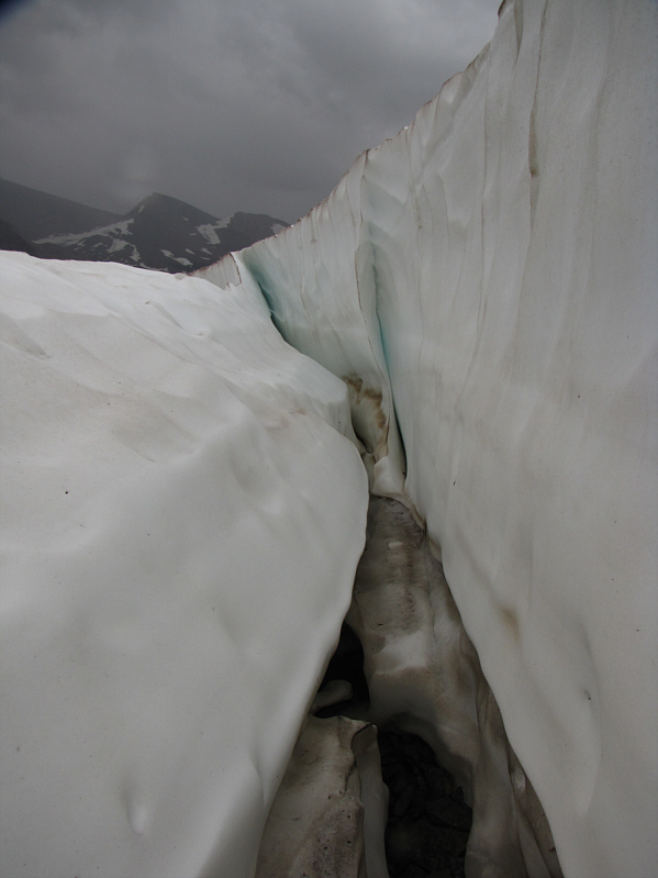 This is probably the remnants of a "permanent" snow patch.