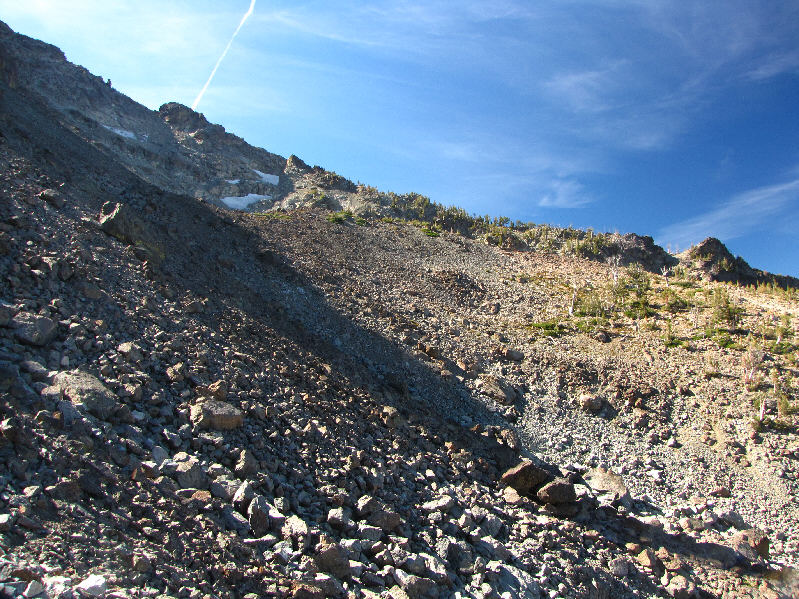 No trails here.  Make your way across as best as you can!