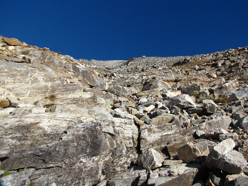 It's still a long slog, but the rubble is generally pretty easy to climb.