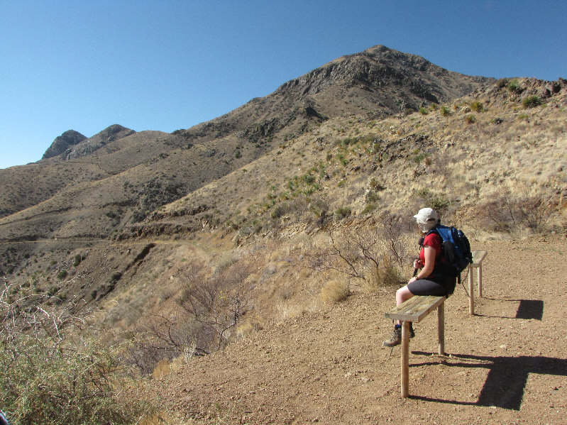 The road loses a bit of elevation here before winding its way up the east side of North Franklin Mountain.