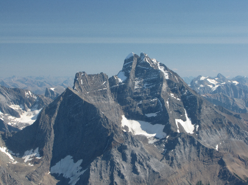 Ironically, the most visible peak in the southern Rockies--Mount Assiniboine--is NOT visible from Mount Vaux!