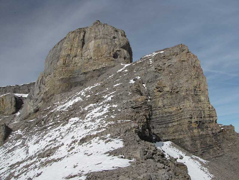 I built a small cairn here beside a faint beaten path that leads to the gully.