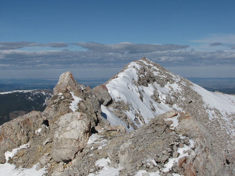 I actually climbed over the knife-edged rocks at left, but it's easier to skirt around them.