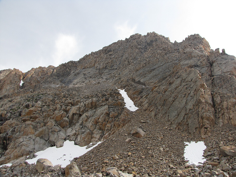 That snow ramp is very steep; I wouldn't venture on it without crampons.