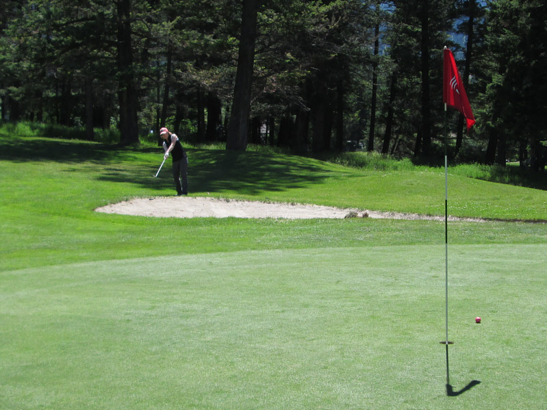 Looks like Shelley (pink ball) has a nice short putt left.