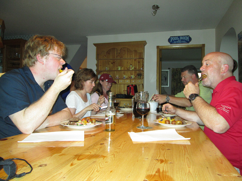 Boy, it didn't take them long to put food in their mouths after the camera's first self-timed shot went off!