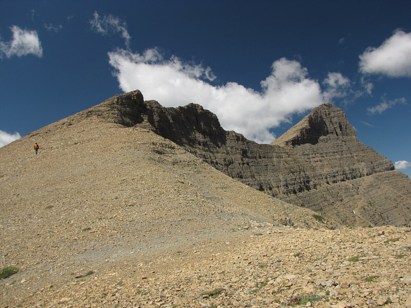 It's about a 288-metre drop in elevation from the summit of Mount Henkel to the intervening col.