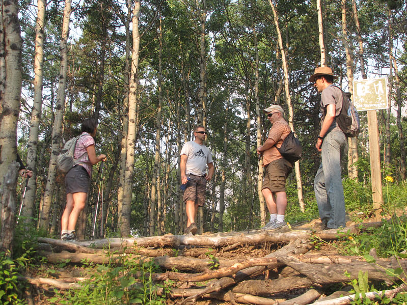 Andy is going real light with just a water bottle!