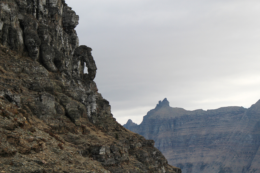 We probably should have climbed up somewhere before or after this landmark.