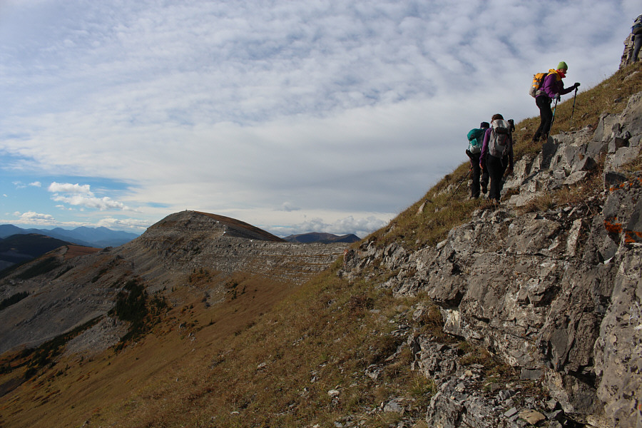 Despite strong winds on this day, we were comfortably sheltered on this lee slope.