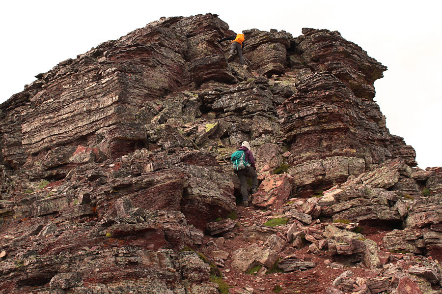In the end, Bob came back down, and we skirted all this to climber's left.