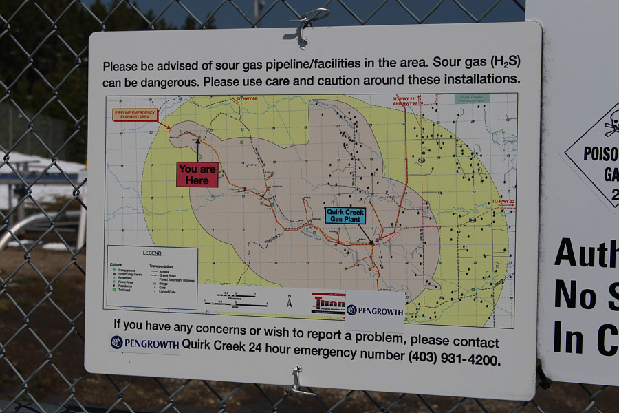 I wonder what all the residents (black dots) think about living in the midst of sour gas wells...