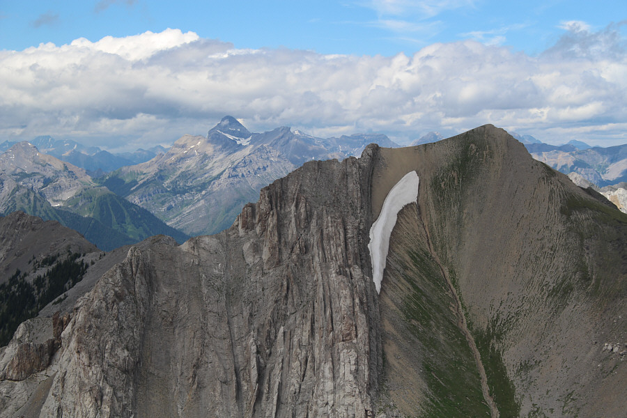 It would be easy enough to traverse from Mount Hosmer to the unnamed ridge.