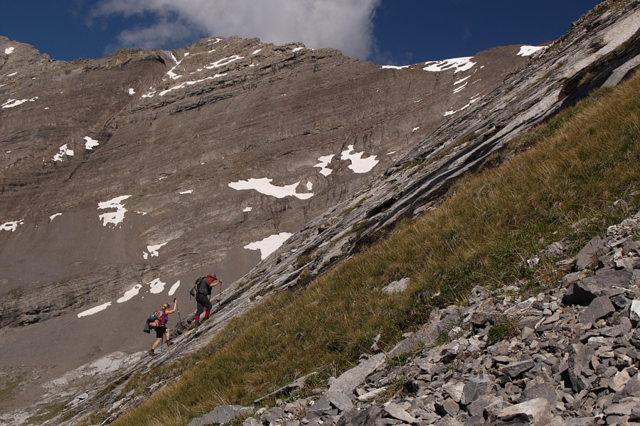 The wet slabs here can be a bit challenging to climb.