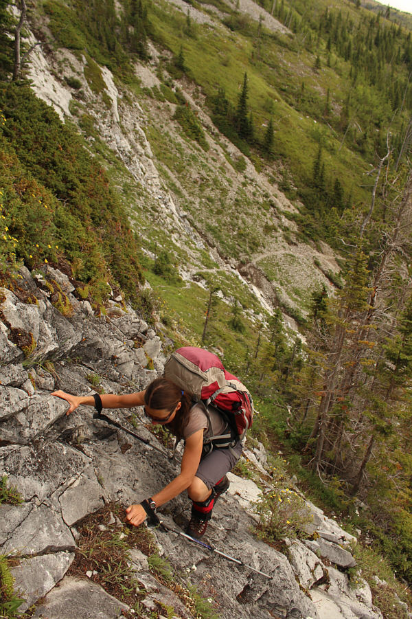 Although flagged, this is not the best route up this section.