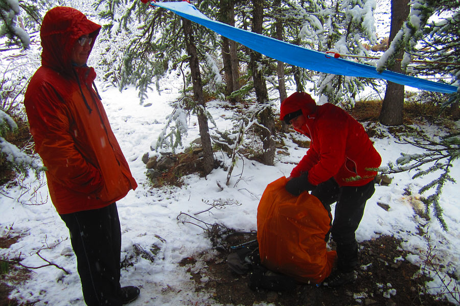 It's a pathetically small tarp, but it's better than nothing!