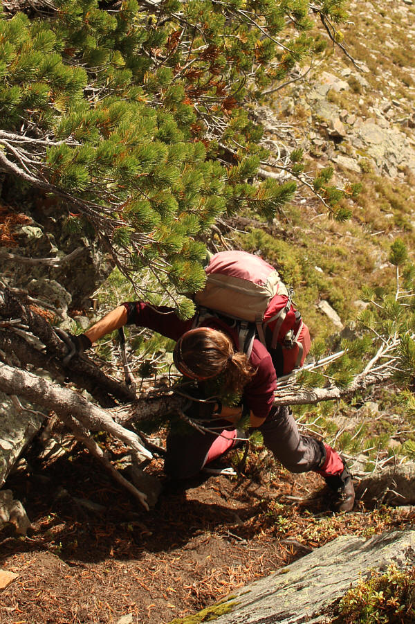 Zosia made the mistake of following me up this not-so-great route.