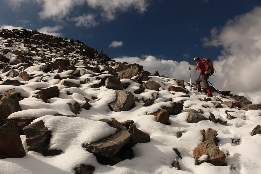 The snow made these rocks very slick especially on descent.