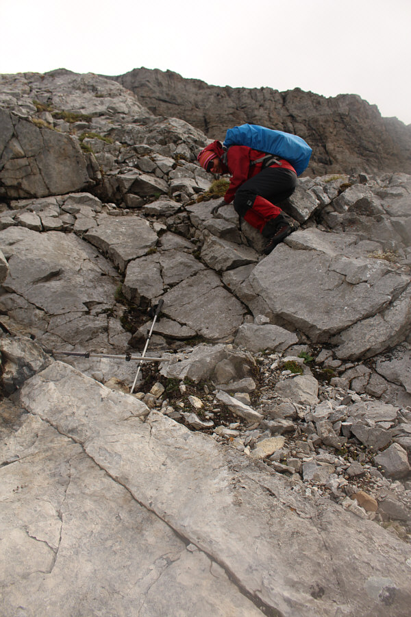 Yes, she threw her trekking poles down first.