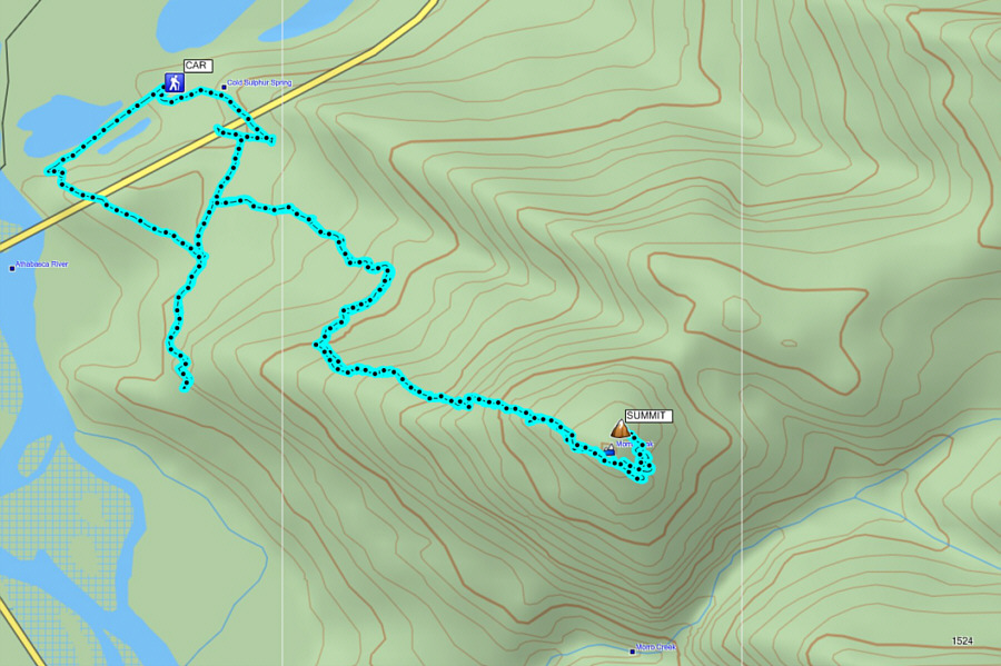 The map is a little off here, but the GPS track is accurate...trust me!