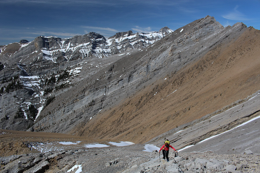 Marta is climbing slower; she must be multi-tasking!