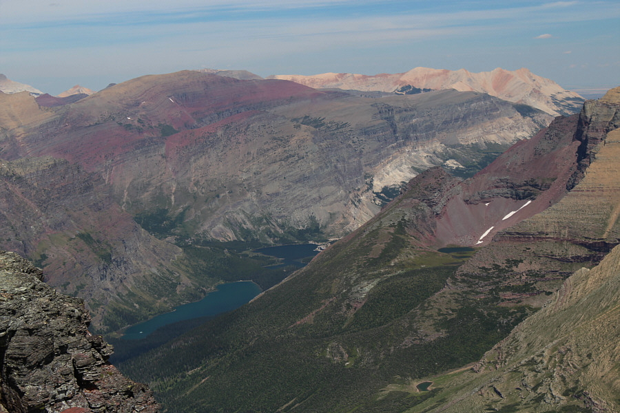 Altyn Peak is left of centre but is hard to distinguish from the slopes of Apikuni Mountain.