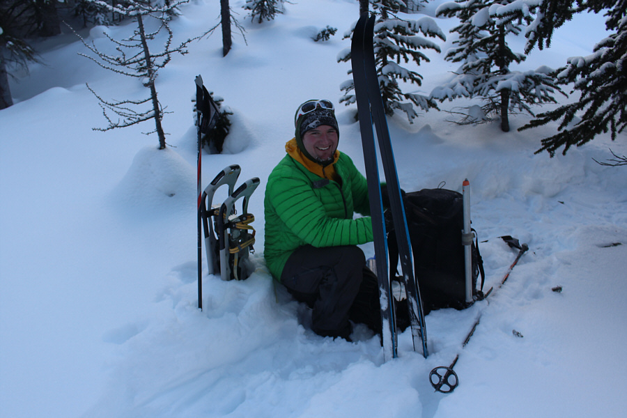 This is what you call the poor man's AT ski gear!