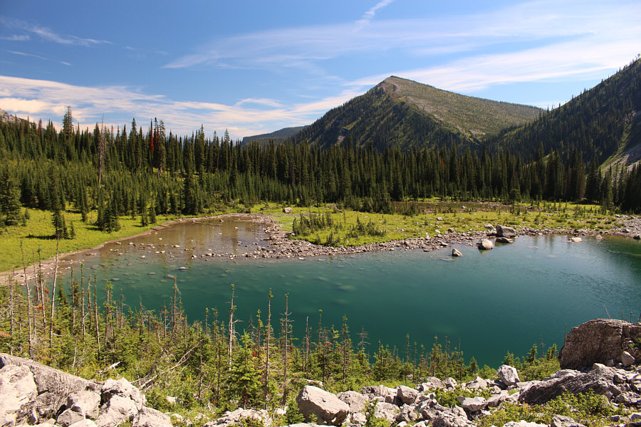 The tarn looks deep enough on this side for diving...