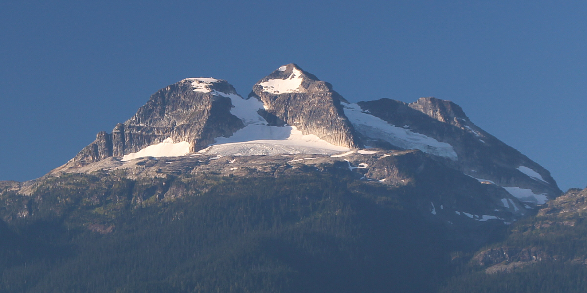 The crux ledge is clearly visible even from town.